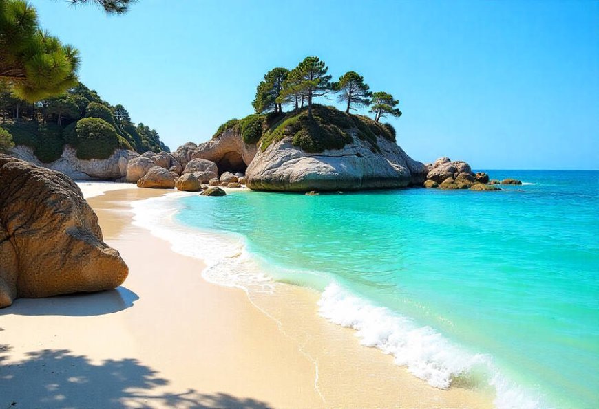 Spain, Portugal, Stunning Hidden Beach Escape Ideal For An October Holiday, Offering Golden Sands, Crystal-clear Waters, And Peaceful Surroundings Away From The Crowds